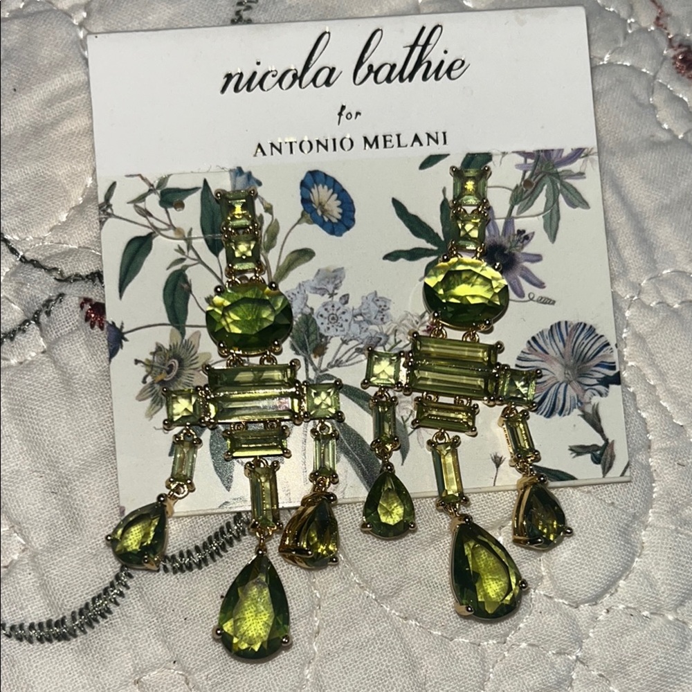 Nicola Bathie Green Statement Earrings